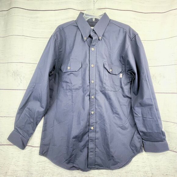 Tyndale Flame Resistant ARC Rating 8.6 Blue Shirt Size L Long Sleeve Button Down - Picture 1 of 10